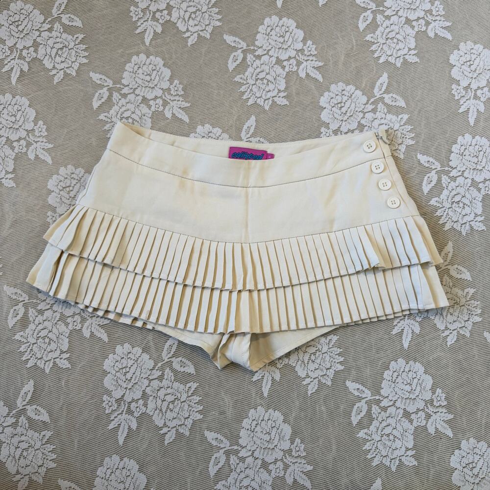 Edikted Cream Pleated Micro Skort Size S